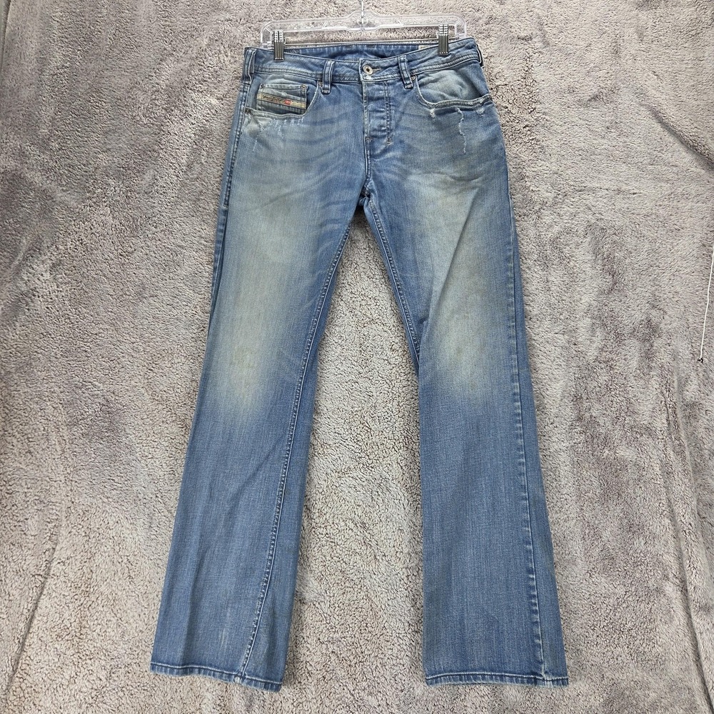 Diesel Jeans Mens 29x32 Blue Zatiny Regular Bootcut Stretch Altered Hem 008W7